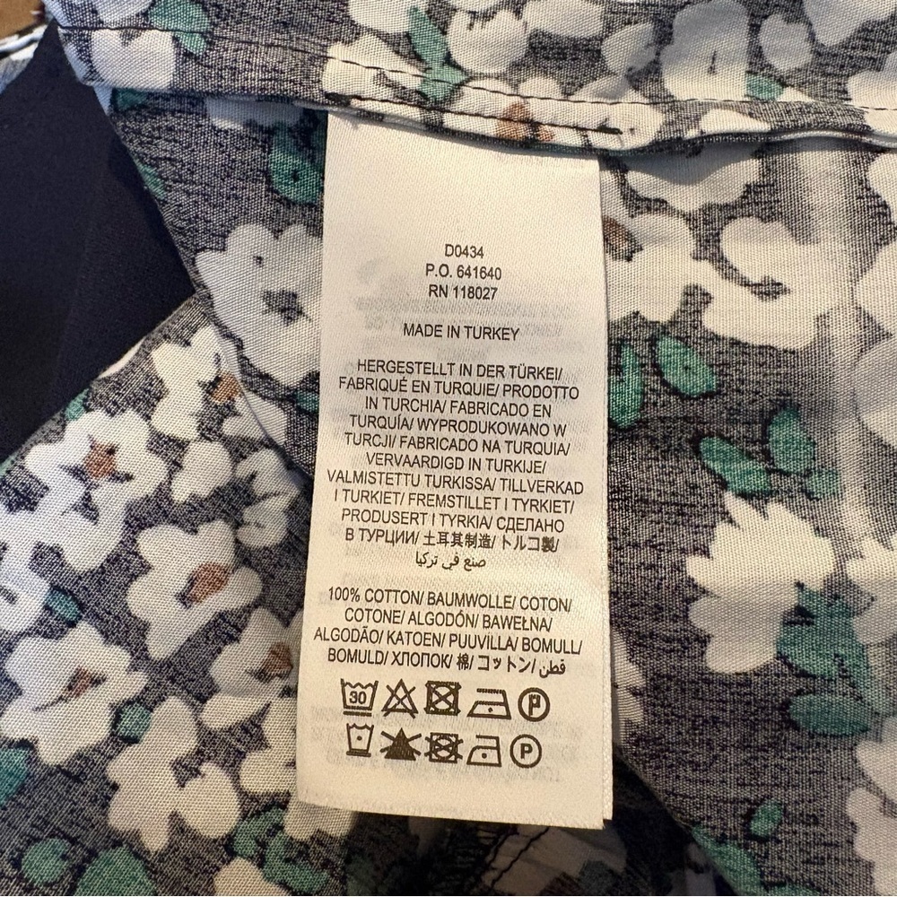 NWT~BODEN Black Green White Floral Ruffle Hem Puff Sleeve Garden Dress Size 10 - Picture 8 of 9